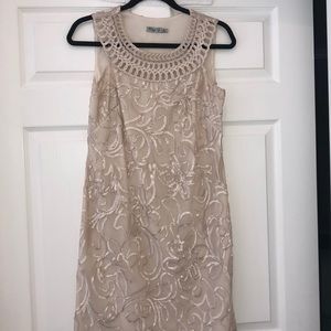Cream, floral, semi- formal dress